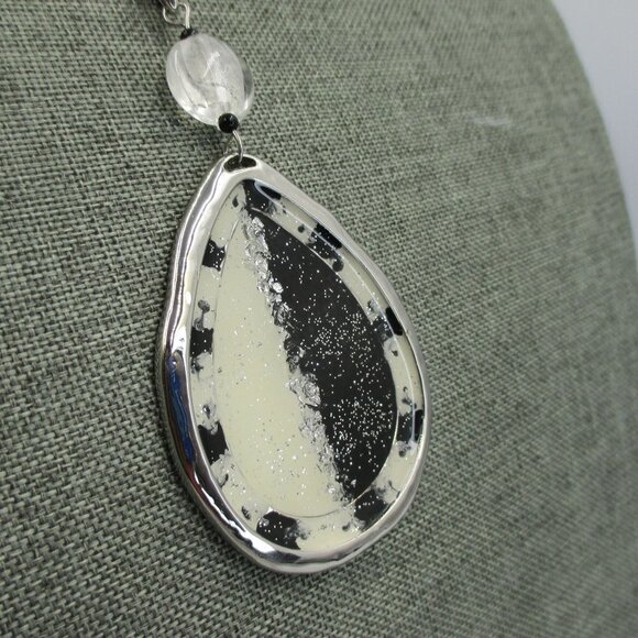 Chico's Black Crystal Mix Adjustable Bold Necklace NEW - Picture 7 of 10